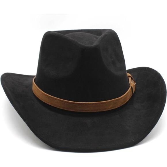 Suede Cowboy Cowgirl Hat Classic Black - Picture 5 of 5